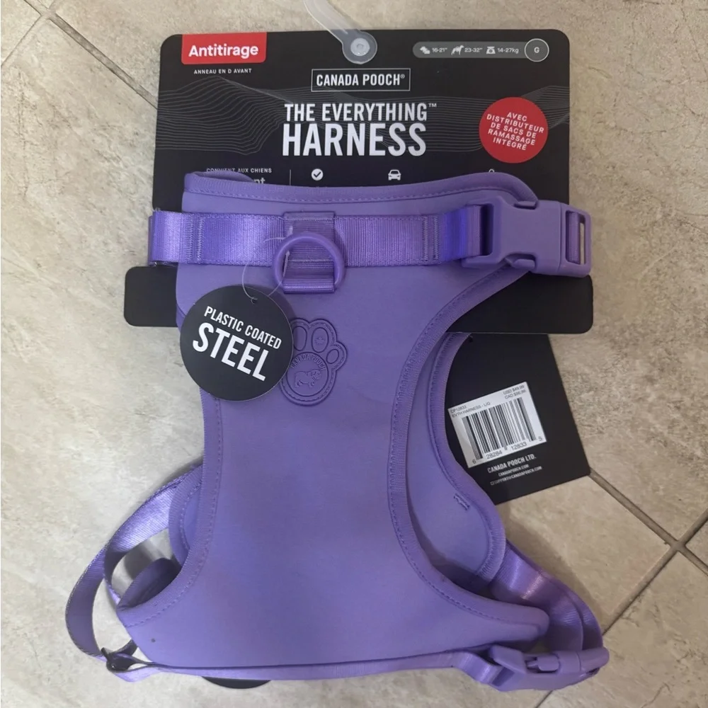 Canada Pooch Everything No Pull Dog Harness with Poop Bag Dispenser, Lavender